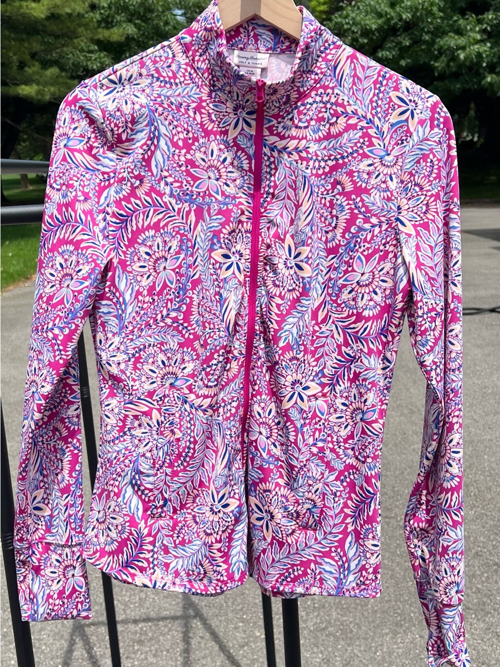 Tommy Bahama Golf Tennis Floral Full Zip Jacket Women’s M Pink UPF - Picture 1 of 6